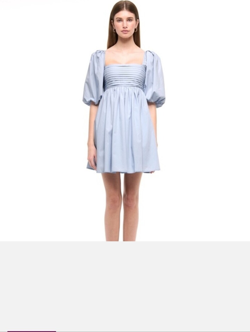 Abercrombie & Fitch A&F Emerson Poplin Puff Sleeve Mini Dress Blue Size Medium - Picture 3 of 6